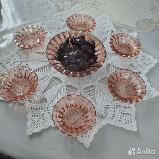 Вазочка для варенья и 6 розеток СССР