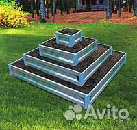 Клумба квадратная четырехъярусная Оцинкованная
