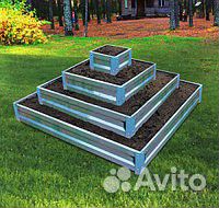 Клумба квадратная четырехъярусная Оцинкованная