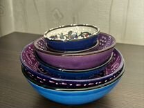 Турецкие тарелки, 6 предметов, синие и фиолетовые
