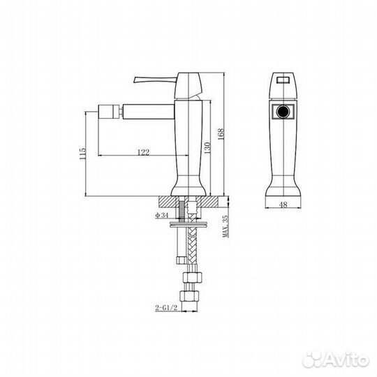 Смеситель для биде Caprigo Diamante 50-030 Хром