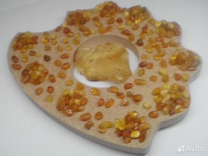 Ежик с натуральным Янтарем, статуэтка, панно 12х9