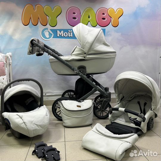 Коляска 3 в 1 indigo светло -серая