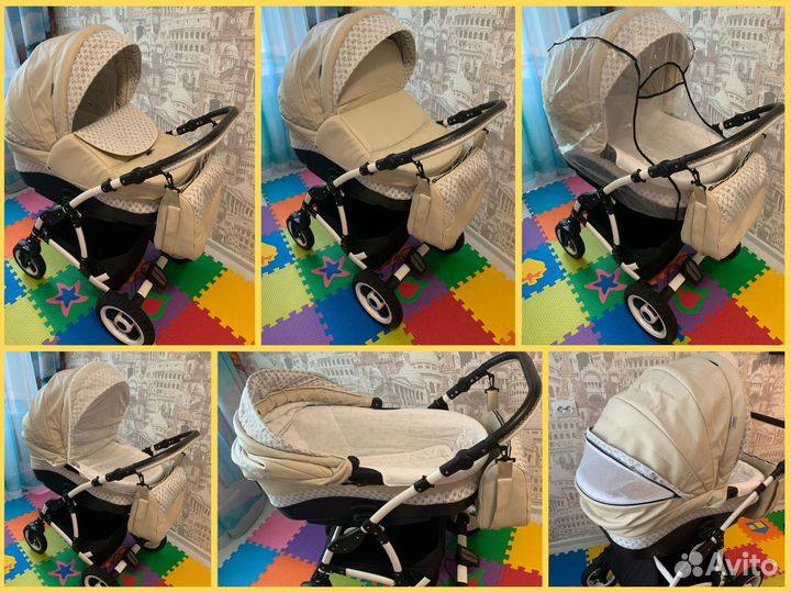 Коляска 2в1 S Indigo Mathis (эко-кожа) +автолюлька