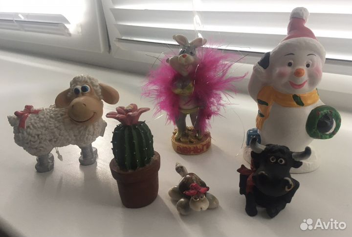 Фигурка статуэтка 9шт. кактус петух гном сова