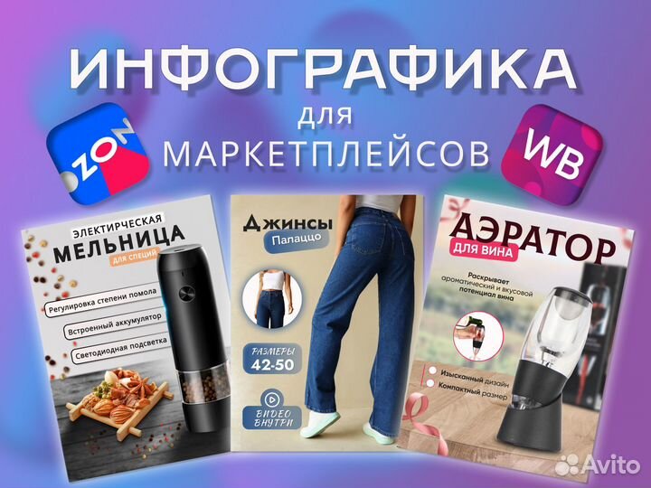 Инфографика для маркетплейсов (wb, ozon), Дизайн