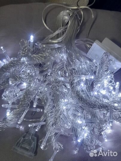 Гирлянда штора 3 на 2 белый холодный цвет