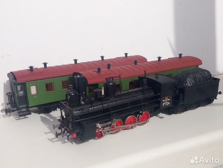 Железная дорога H0 1:87 Счетмаш паровоз Ов вагоны