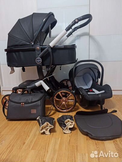 Новинка Коляска 3 в 1 luxmom 608 экокожа