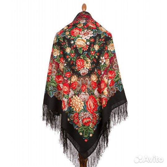 Павловопосадский платок Цветочные бусы-18 146 см