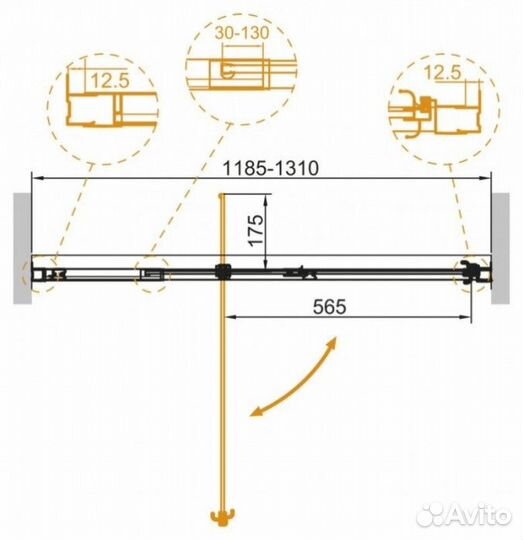 Душевая дверь Cezares variante-B-1-120/130