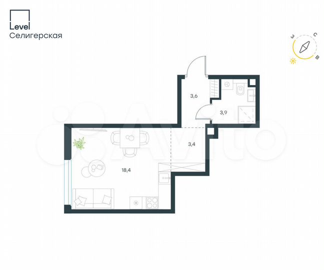 Квартира-студия, 29,3 м², 28/30 эт.