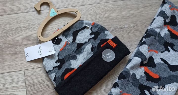 Новый 52-54 см комплект шапка шарф Англия