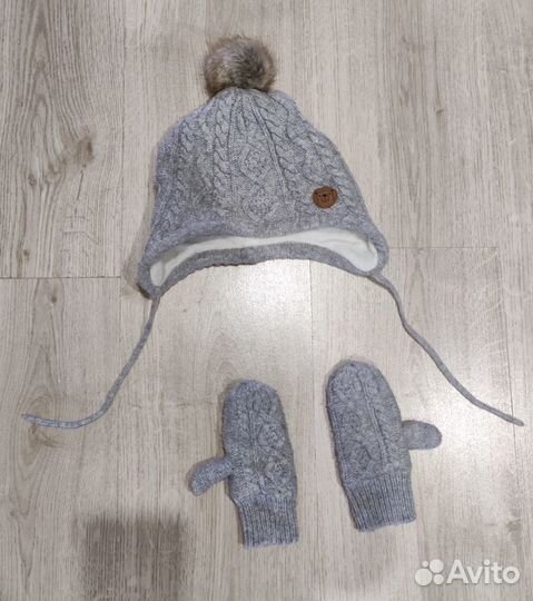 Комплект шапка и варежки демисезон