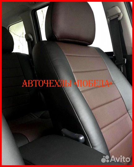 Чехлы Mitsubishi Outlander 3 из экокожи чёрно-шоко