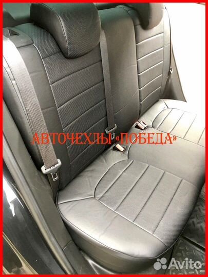 Чехлы Chevrolet Aveo T300 из экокожи чёрные Класси