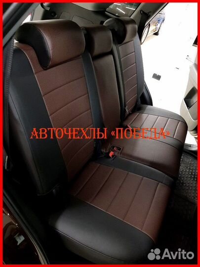 Чехлы Kia Sorento 2 из экокожи чёрно-шоколадные
