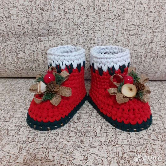 Новогодние сапожки. Ручная работа