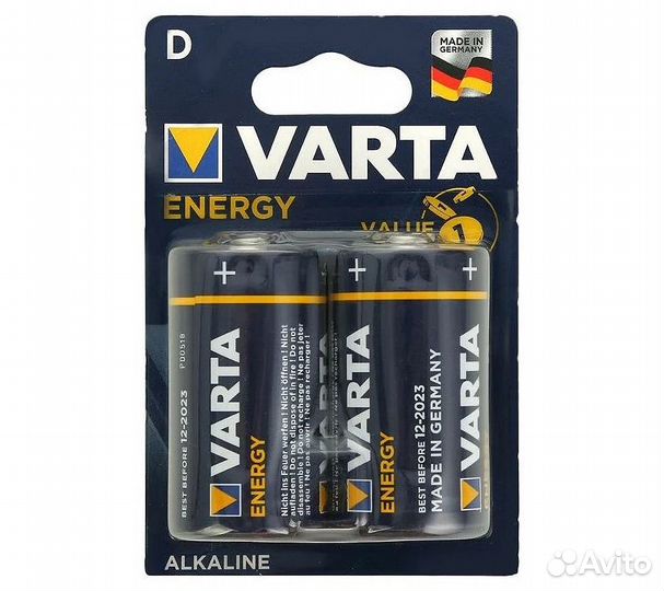 Батарейка щелочная varta LR20 (D) Energy 1.5В блис