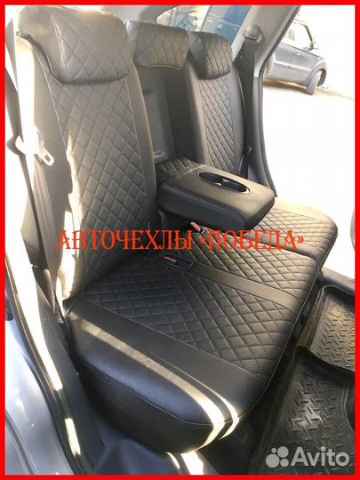 Чехлы Honda CR-V 3 из экокожи чёрные Ромб