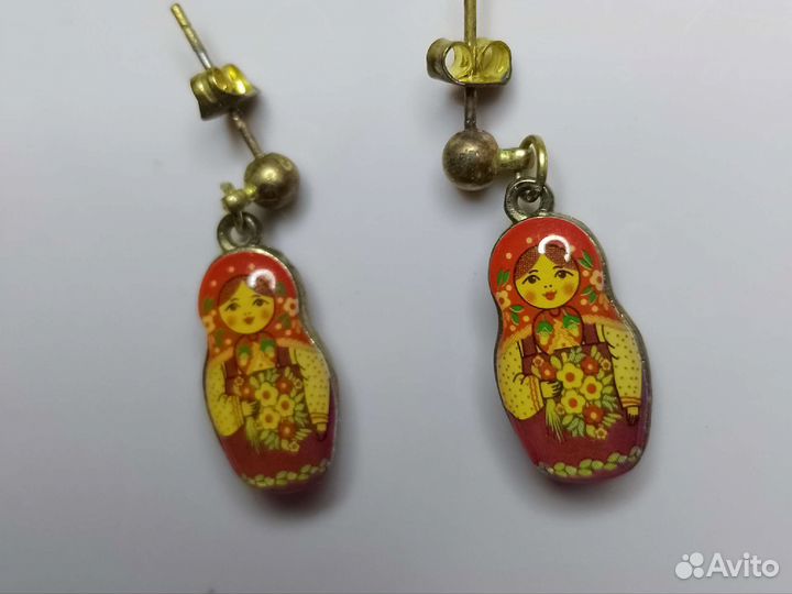 Серьги матрёшки