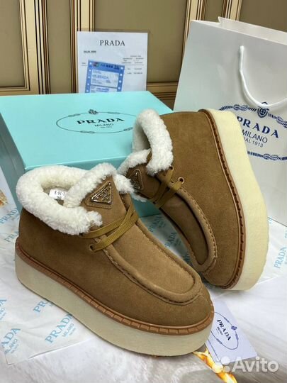 Ботинки Prada женские на меху зима Размер 36-40