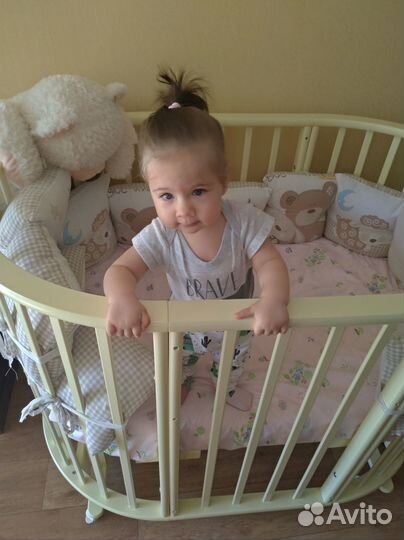 Детская кровать овальная круглая 8в1 от 0 до 3 лет