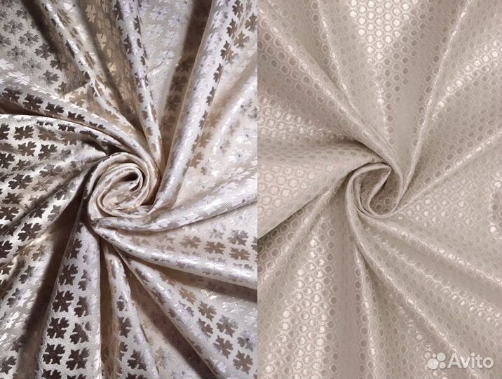 Ткань для шитья жаккард молочный белый с люрексом