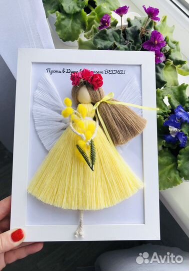 Макраме Ангел в рамке