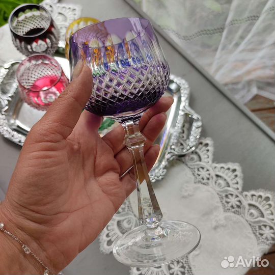 Бокалы хрустальные цветные редкость
