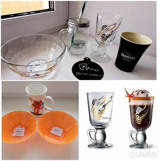 Бокал carte noire, Bacardi Oakheart и др посуда