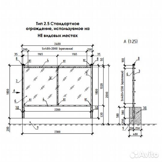 Ограждение Тип 2.5 в Дубне