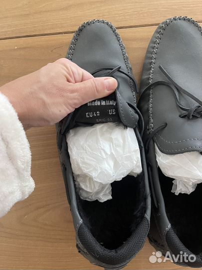 Мужские мокасины на меху