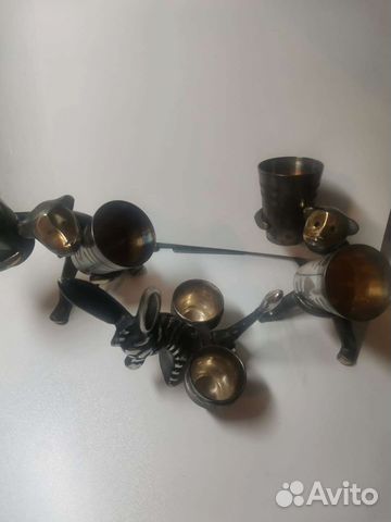 Обезьянка солонка ослик латунь СССР зебра