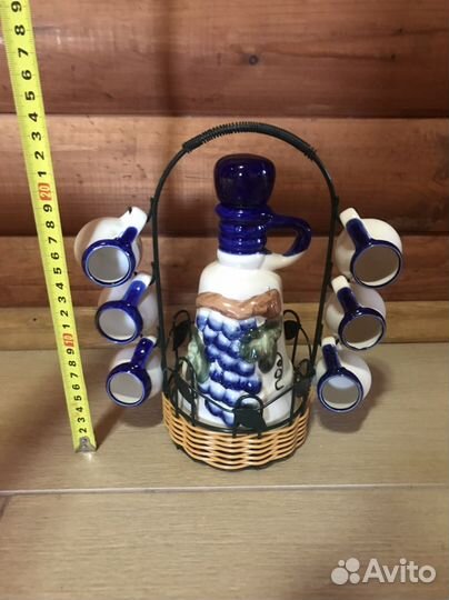 Фарфоровый мини графин со стаканами / рюмками