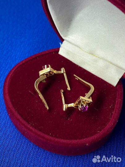 Винтаж серьги 585 корунд СССР клеймо звезда
