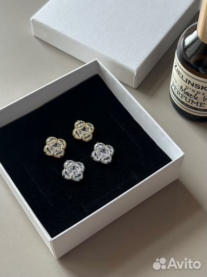 Серьги гвоздики серебро в стиле Van Cleef