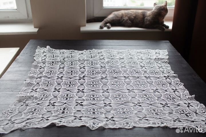 Платок Скатерть Салфетка винтаж вязанная крючком