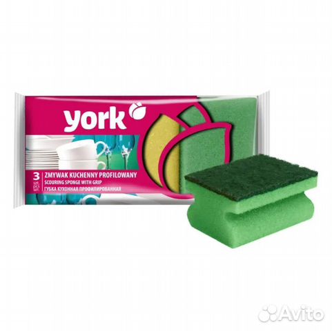 Губки для посуды профильные york 3 шт. (031010)