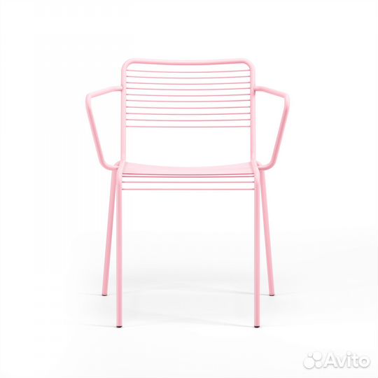 Стул для кухни, кафе, металлическое розовое кресло