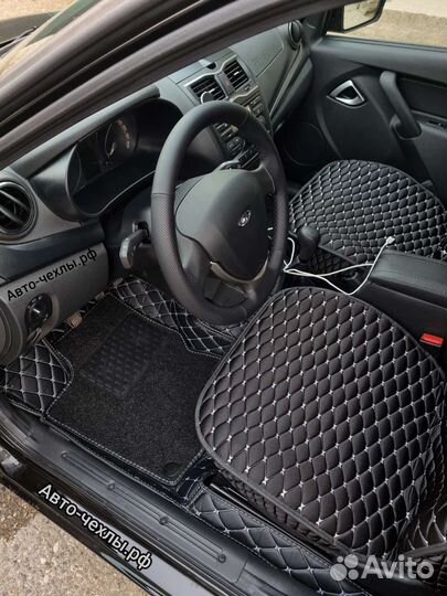 Чехлы-накидки Лада Гранта - Лада Веста с белой нит