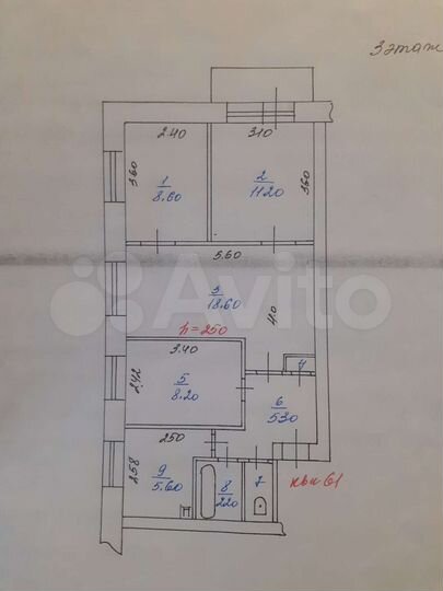 4-к. квартира, 72 м², 3/5 эт.