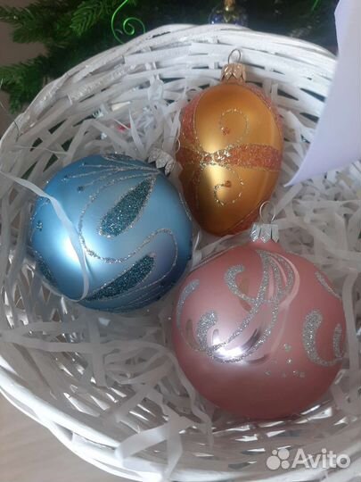 Комплект стеклянных елочных украшений