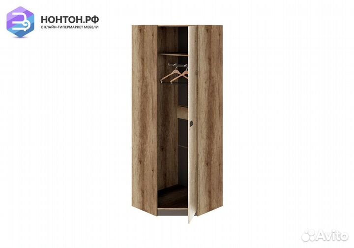 Шкаф угловой Пилигрим дуб каньон светлый / фон сер