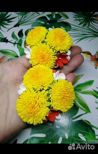 Одуванчики заколка, резинка, ободок
