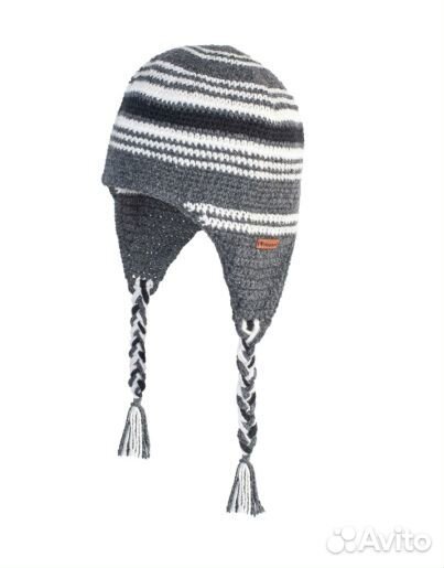 Шапка вязаная Woodson Viking, серая, 2 косички