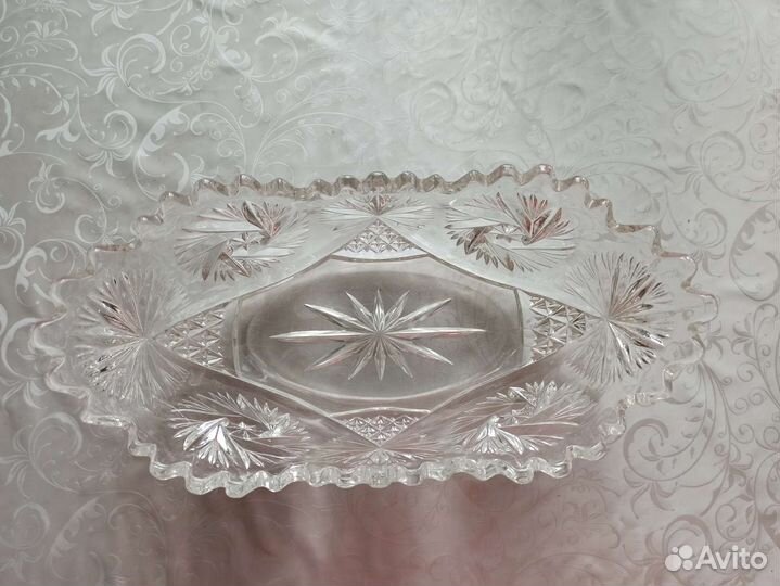 Хрустальная ваза для сервировки СССР ладья