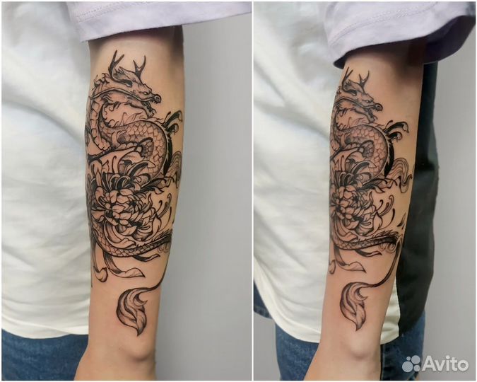 Чб и цветные тату от художника