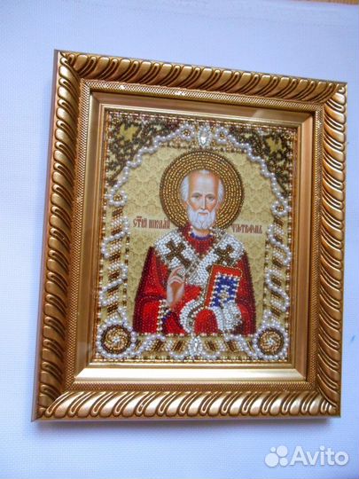 Икона Николай Чудотворец-бисером