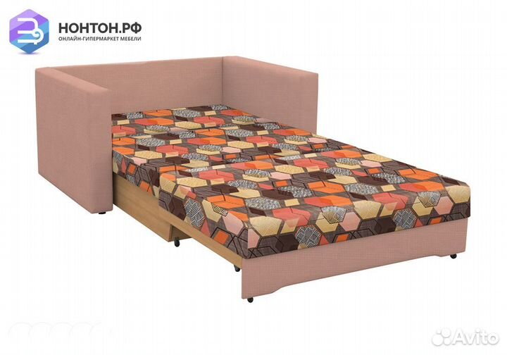 Диван выкатной Виктория-5 с узором розовый